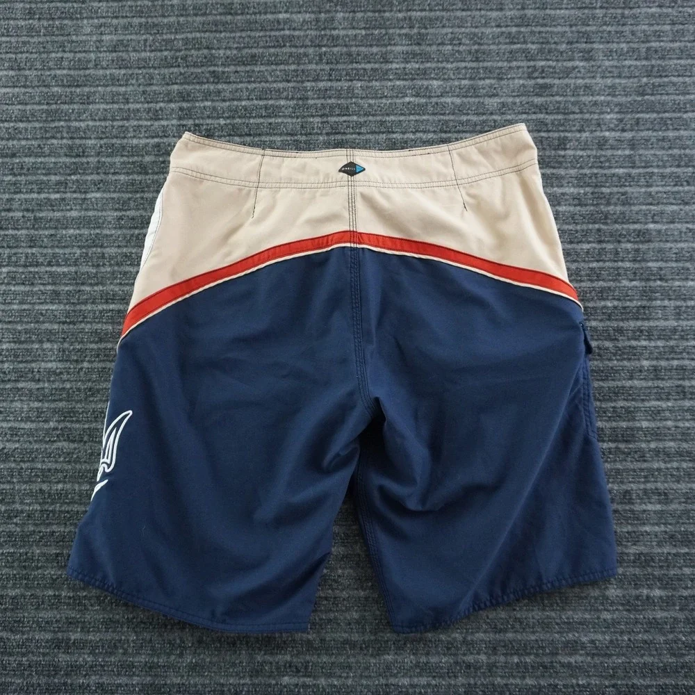 O'Neill Board Shorts Mens 34 Navy Blue Colorblock Embroidered Logo Cargo Pocket